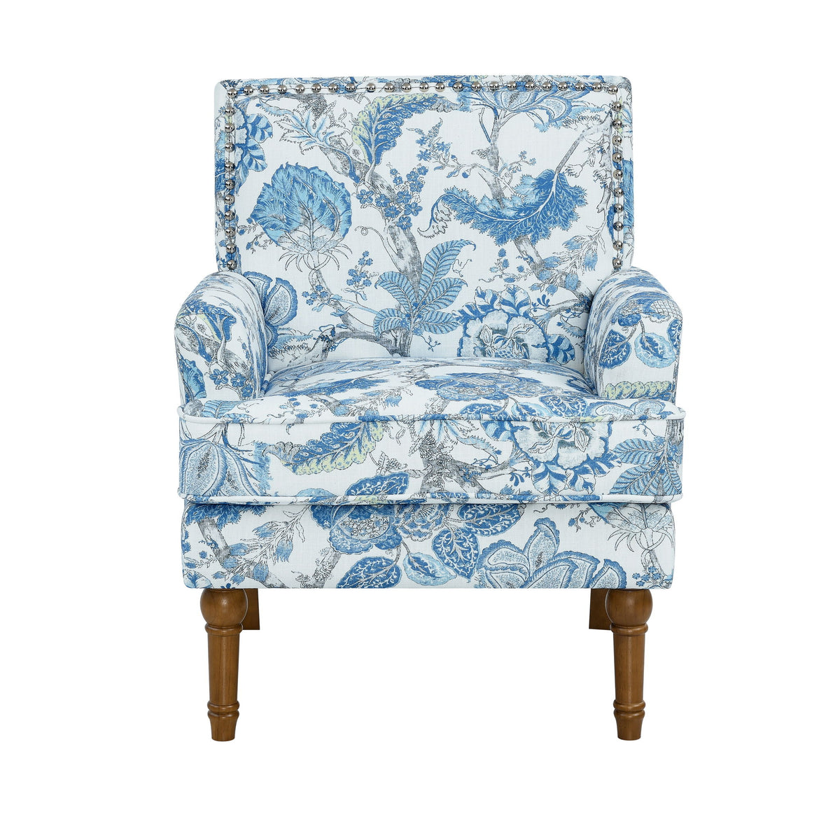 Floral Accent Armchair With Nailhead Trim
