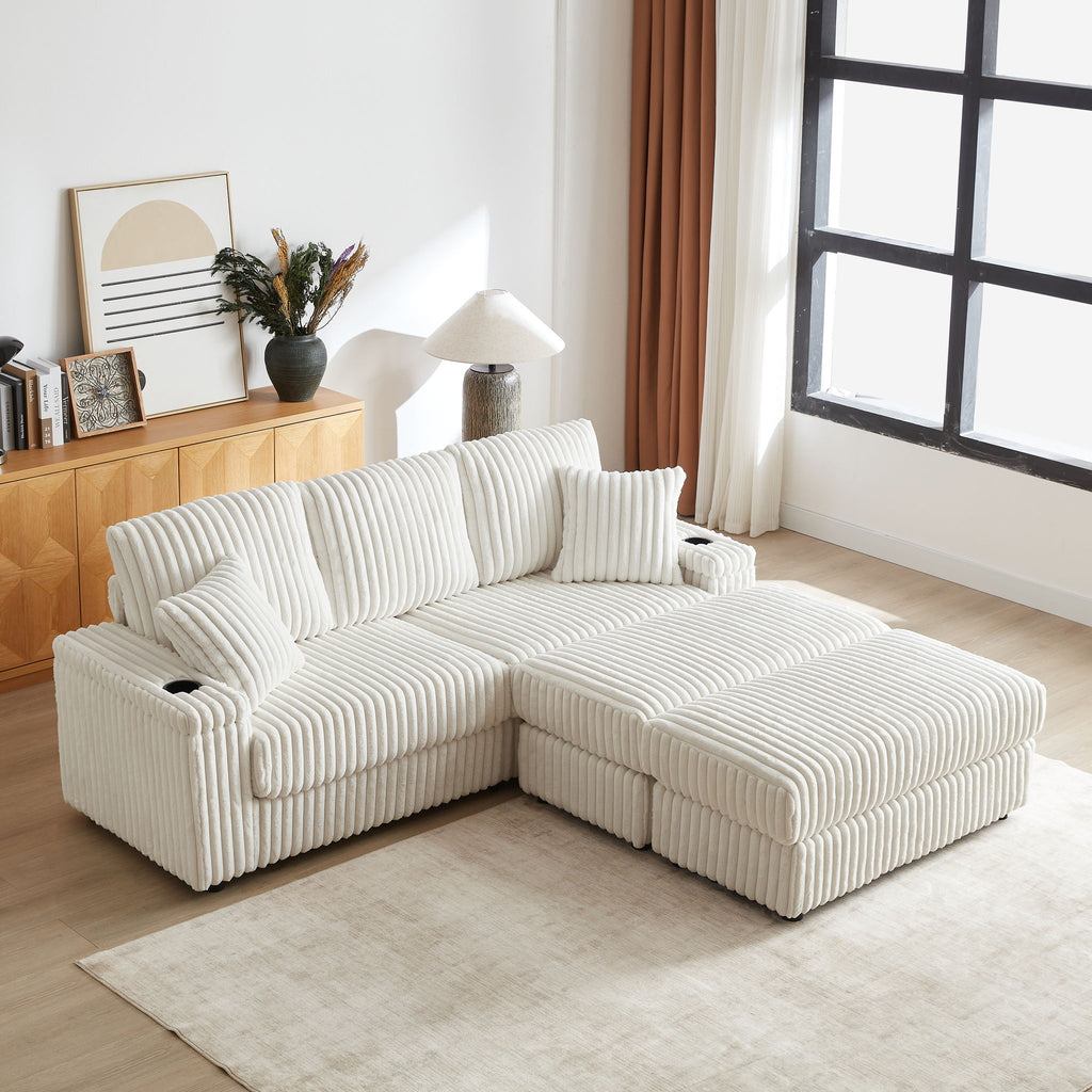 3 Seater Sofa With 2 Ottomans For Living Room