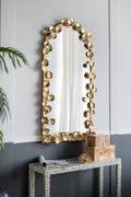 Full Length Arched Wall Mirror With en Leaf Accents Decorative Mirror For Living Room Bedroom - Gold