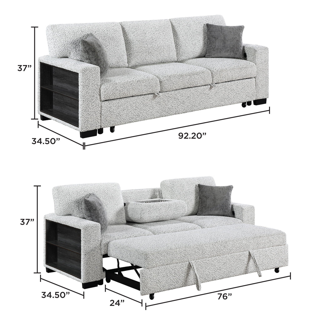 Prato - Sofa With Pull Out Sleeper And USB - Gray
