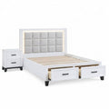 Bedroom Set, Bed With Drawers And Upholstered Headboard LED Lighting