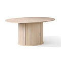 Extendable Round Dining Table With Hidden Storage Base - Ivory
