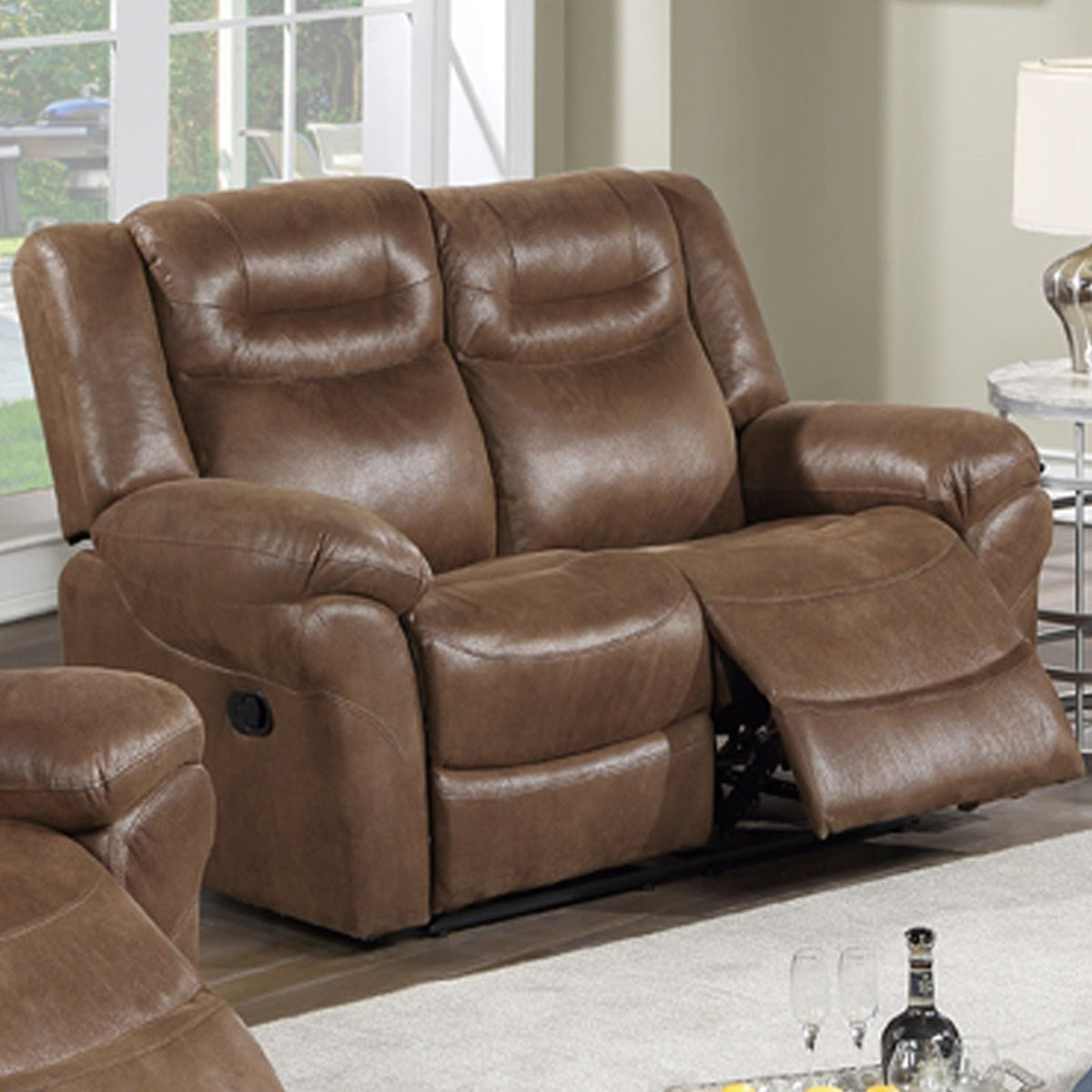 1 Piece Power Reclining Loveseat With USB Port, Fully Upholstered Pillow Arms And Headrest - Brown