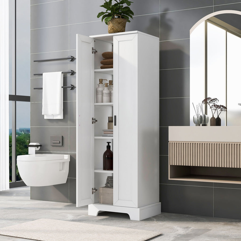 Storage Cabinet With Adjustable Shelves, 2 Doors, Rectangle Design For Bathroom
