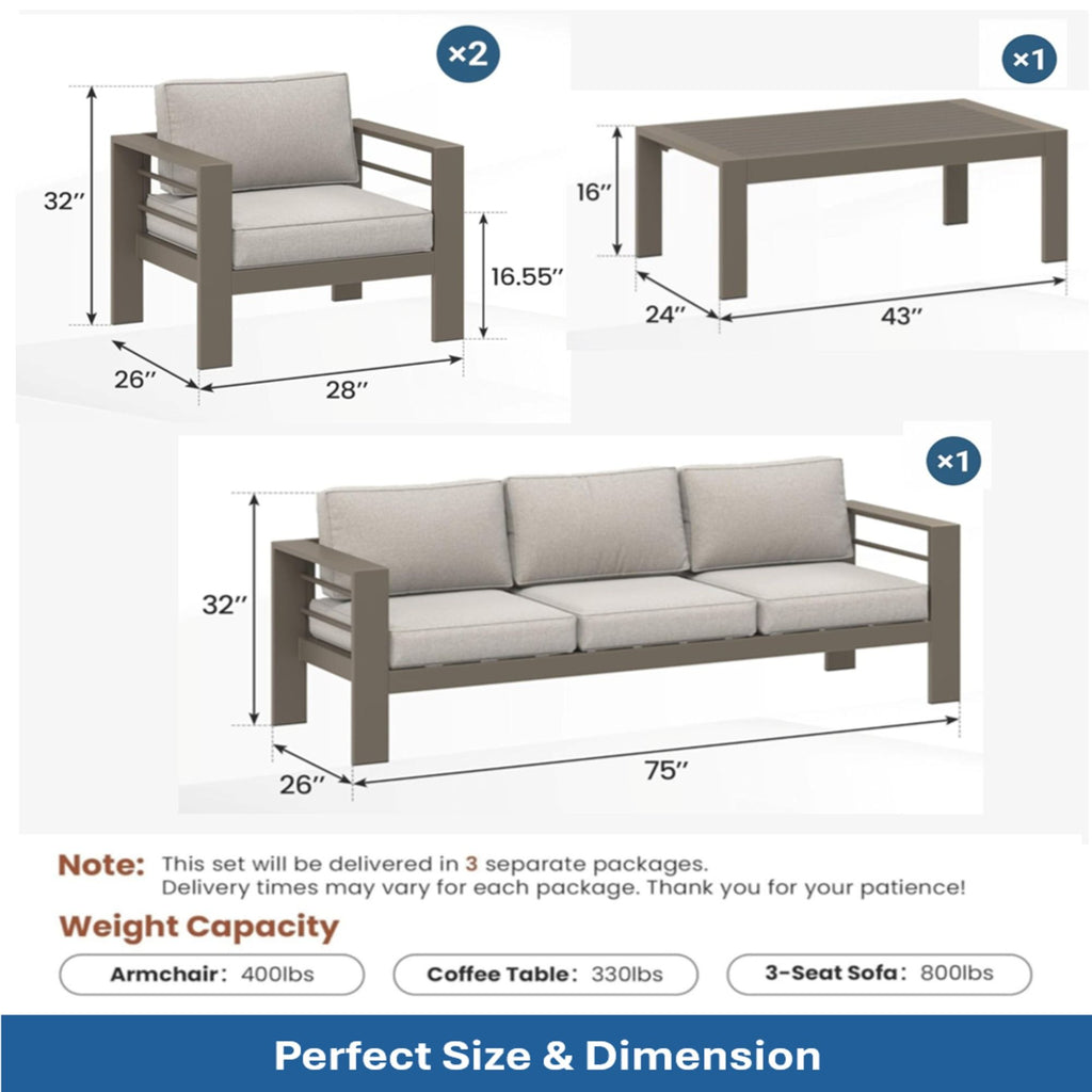 Outdoor Patio Set All-Weather & Thick Cushions