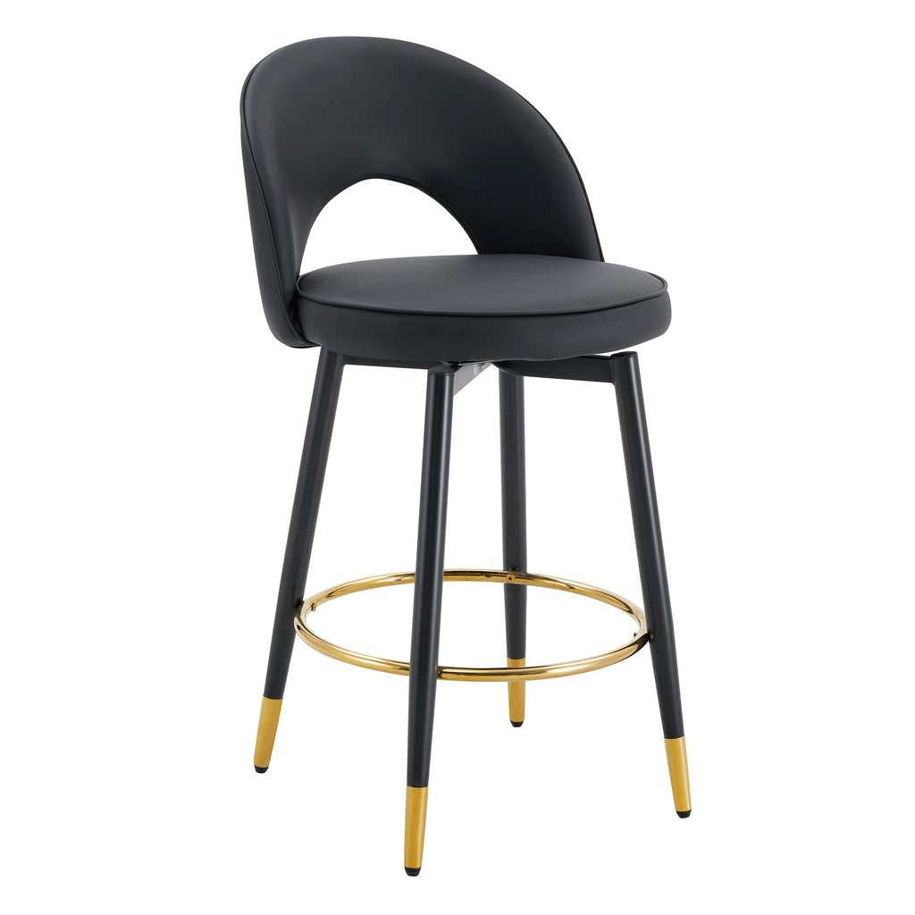 Modern Upholstered 360° Rotatable Bar Chair With Metal Legs For Dining Room (Set of 2)