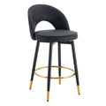 Modern Upholstered 360° Rotatable Bar Chair With Metal Legs For Dining Room (Set of 2)