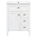 Bathroom Vanity With Sink, 3 Drawers & Cabinet With 2 Tier Door Storage Rack, Soft Close Doors & Drawers