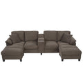 Modern U - Shaped Sectional Sofa With Storage Ottomans, USB Ports, And Cup Holders