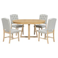 Dining Set With Leaf Round Table And 4 Upholstered Chairs