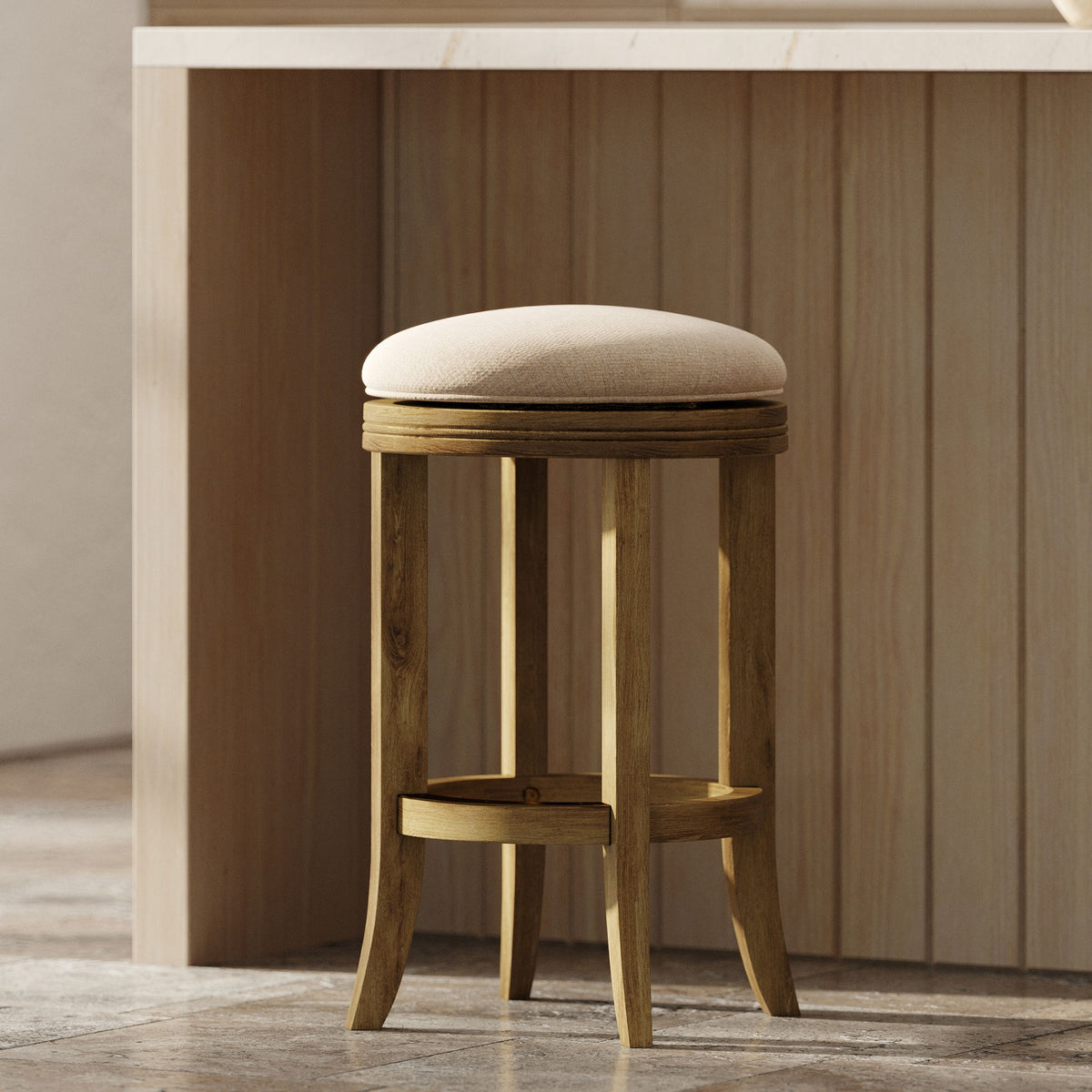 Backless Swivel Stool With Upholstered Seat