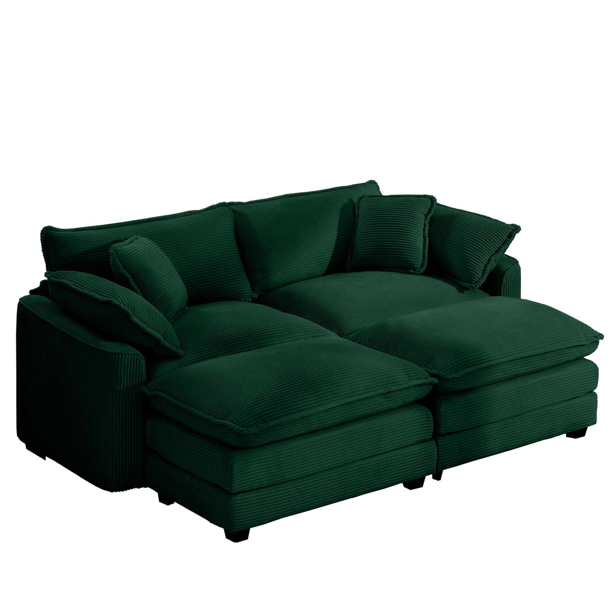 Modern Modular Cushion Sofa With Ottoman, Low Back, Deep Seating Sofa Set
