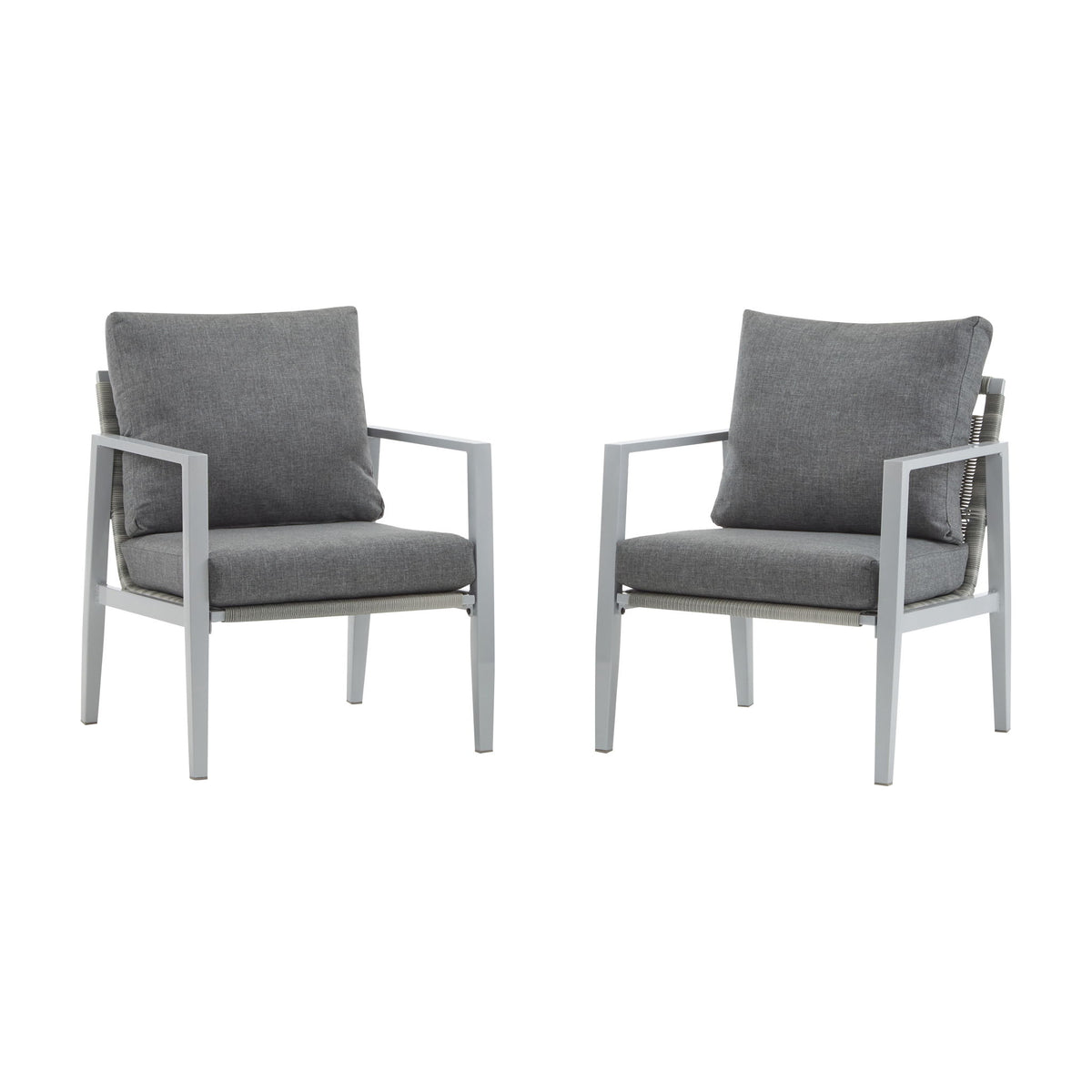 Modern Lounge Chair With Rope Accents And Cushions