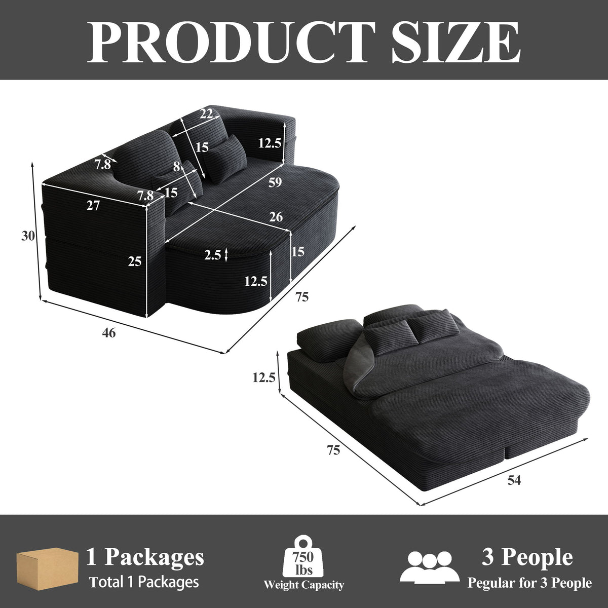 2 In 1 Foldable Sofa Bed With Multi Functional Blanket