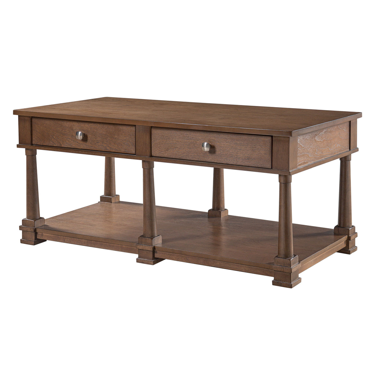Coffee Table With 2 Storage Drawers & Lower Open Shelf