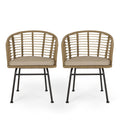 Randy - Modern Wicker Chair With Water Resistant Cushions - Brown / Beige