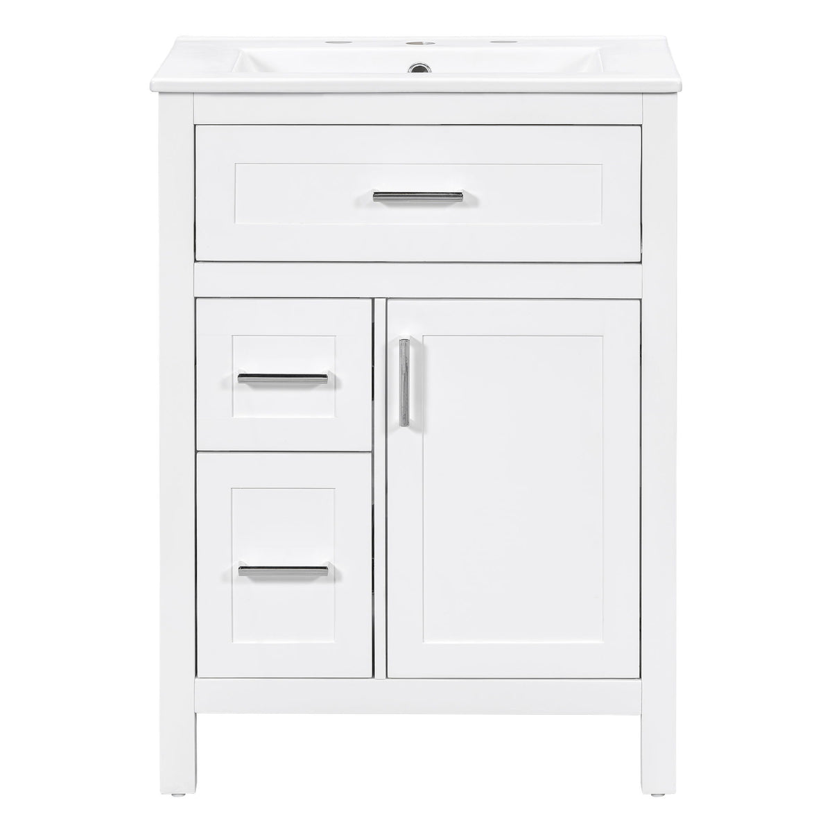 Modern Bathroom Vanity With Sink, Flip Drawer & 2 Drawers, Soft Close Hinges, Adjustable Shelf