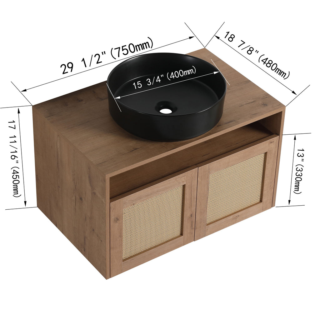 Bathroom Vanity & Art Sink, 2 Soft Close Doors, Float Mounting Design