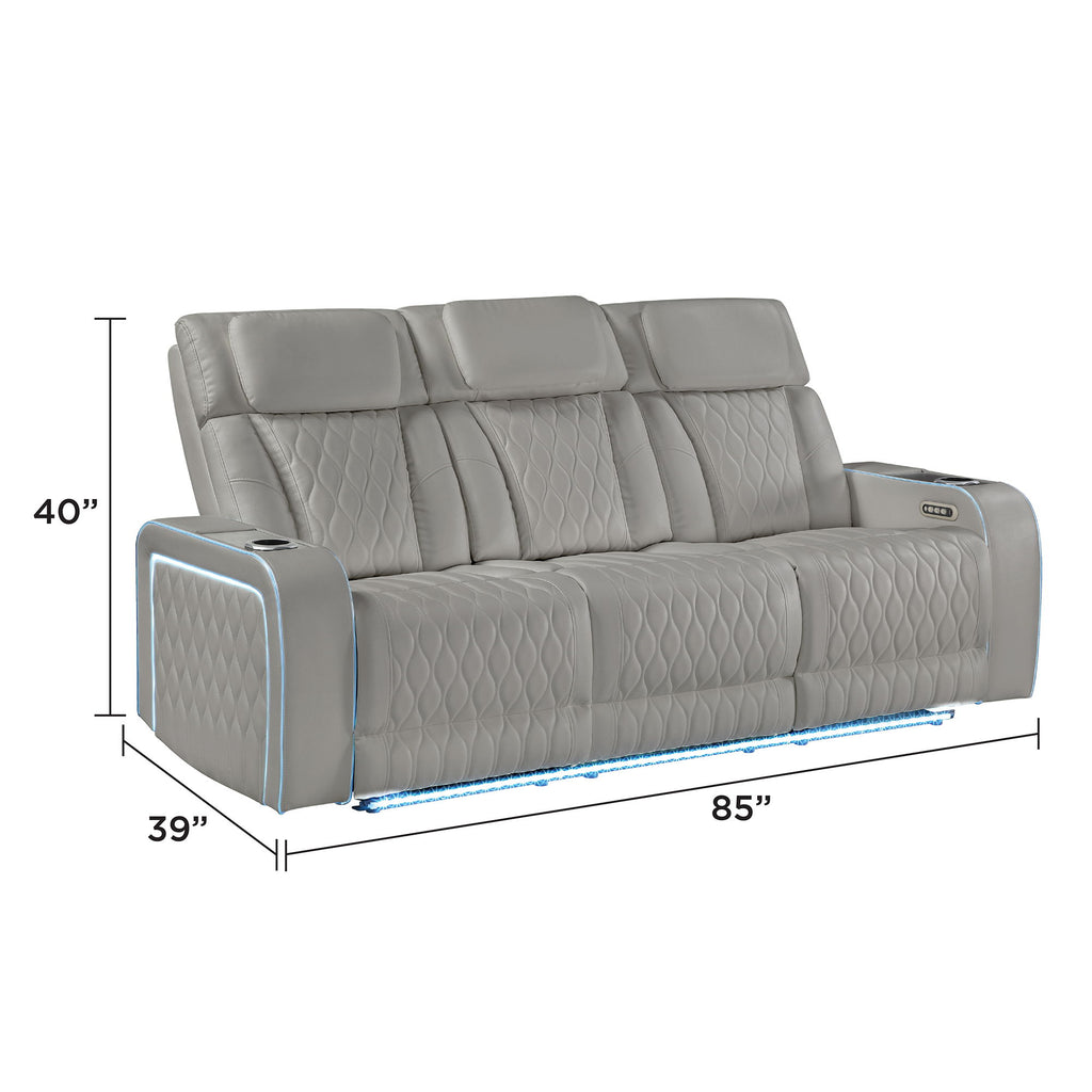 Electra - Power Reclining Sofa With Power Headrests, Drop Down Table, Reading Light, Massage, LED Lighting And USB Control