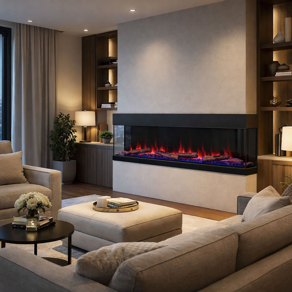 Multi Sided Electric Fireplace, With 5000 Btu Heating