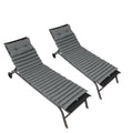 2 Piece Outdoor Chaise Lounge Chair Cushion Set, Polyester Replacement Seat Pads - Gray