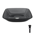Square Vessel Sink For Bathroom, Above Counter Design With Pop Up Drain, Smooth Rounded Edges - Gray