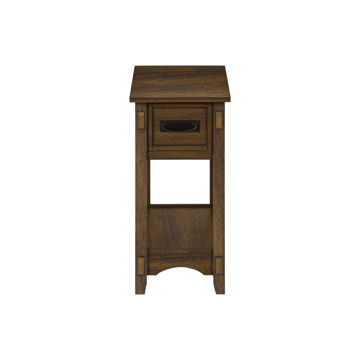 Accent End Table, 2 Tier, Narrow, Storage Drawer, Transitional - Walnut