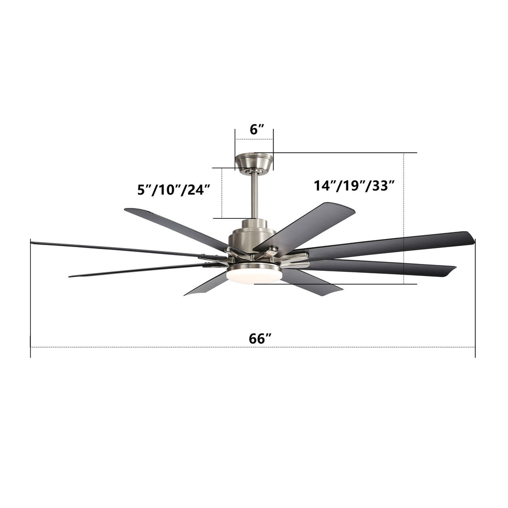 Ceiling Fan With Dimmable LED Light, 8 Blades, Reversible DC Motor, Remote Control