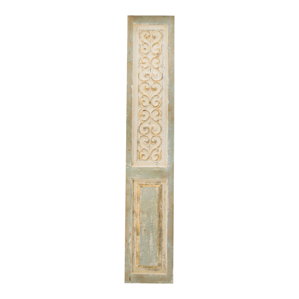 Large Wooden Rectangle Hanging Panel Decorative Wall Sculpture, Carved Wall Art - Beige