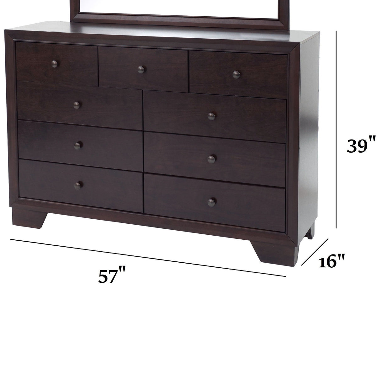 1 Piece Dresser With 9 Drawers - Brown