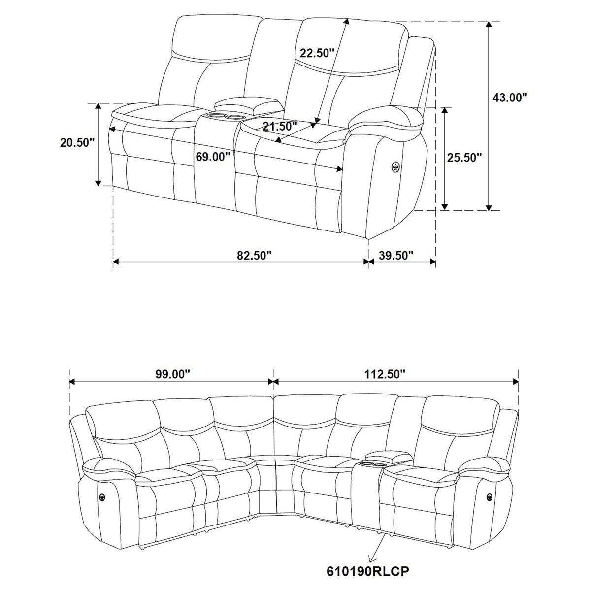 Mclean - Power Reclining Sectional Sofa With Storage Console - Dark Brown