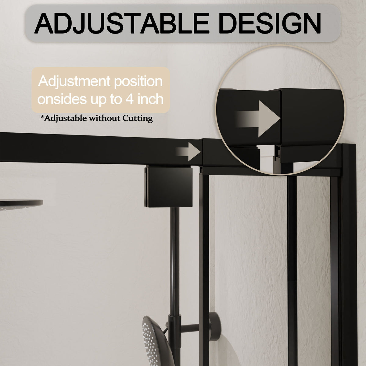 Semi Frameless Pivot Hinged Shower Door, Reversible Design
