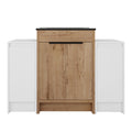 48" Freestanding Bathroom Vanity With Sink And 2 Storage Cabinets, Soft Closing Door - Glossy White / Imitative Oak