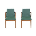 Dining Chairs (Set of 2) - Green / Walnut