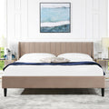 Aspen - King Vertical Tufted Headboard Platform Bed Set - Mink