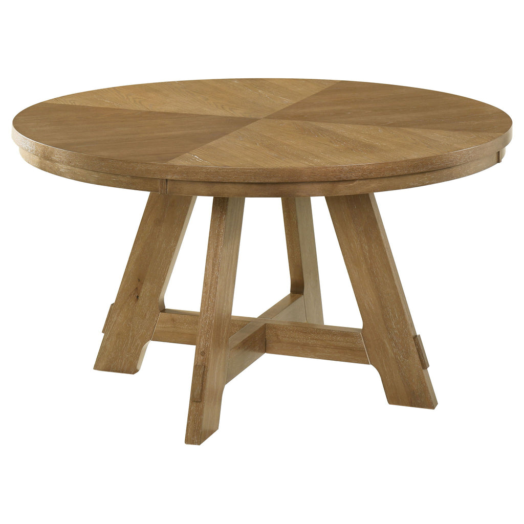 Kent - 5 Piece Dining Table Set With Upholstered Chairs - Brown Oak