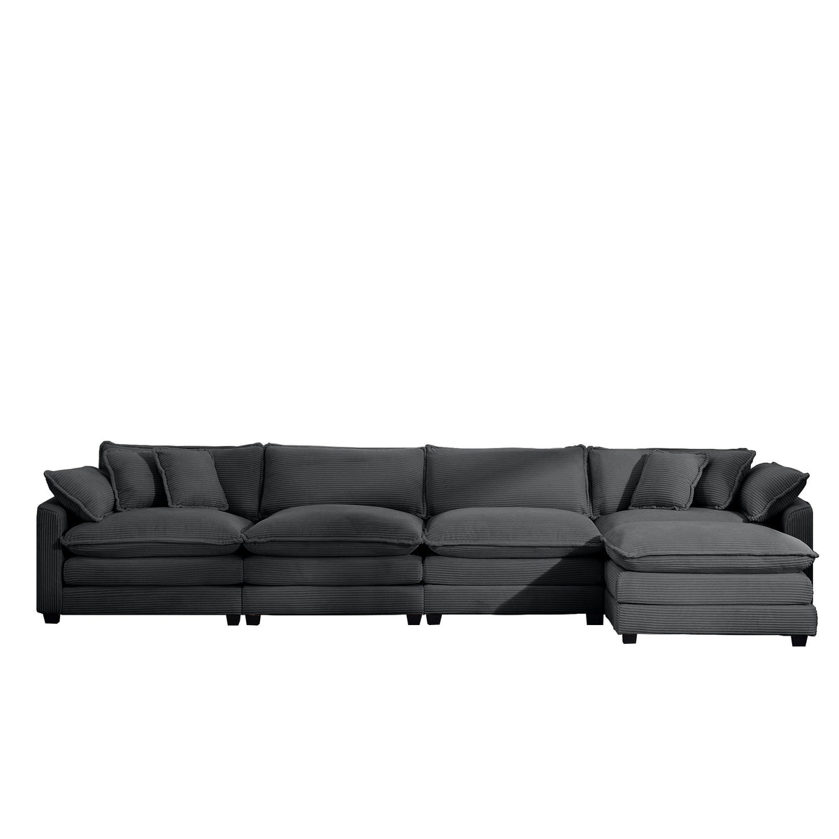 Modular Oversized Cushion Sofa With Ottoman, Low Back, Deep Seating Sofa Set