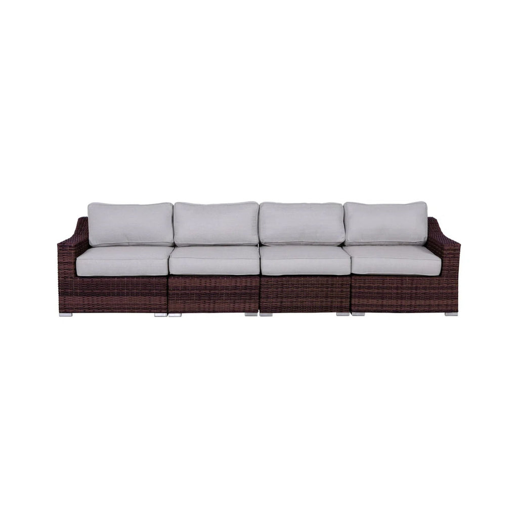 Outdoor 4 Piece Rattan Wicker Sectional Seating Group With Cushions - Brown Mix