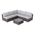 4 Person Seating Set With Cushions - Brown / Gray