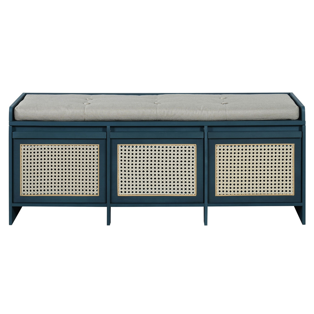Entryway Shoe Bench With Drawers & Button Tufted Cushion