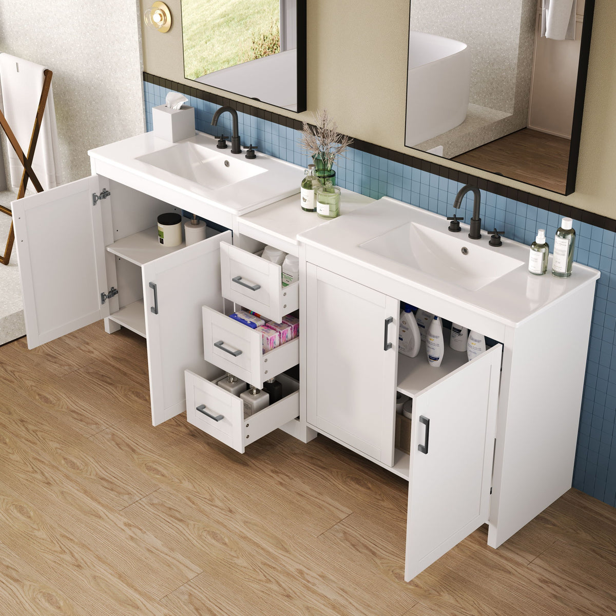 Double Sink Bathroom Vanity With Quartz Countertop