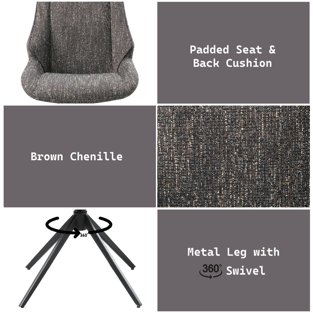Malika - Side Chair With Swivel (Set of 2) - Brown Gray
