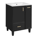 Bathroom Vanity With Sink, Deep Drawer And Pull Out Basket, Rectangular Design - Black