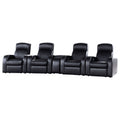 Greenfield - 4 Seater Home Theater With Wedge Console Recliners With Built In Storage And Cup Holders - Black
