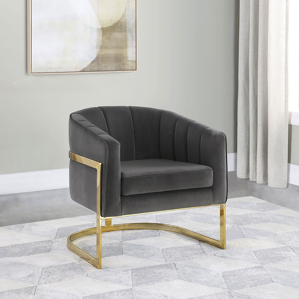 Tufted Barrel Accent Chair Upholstered Lounge Chair - Gray