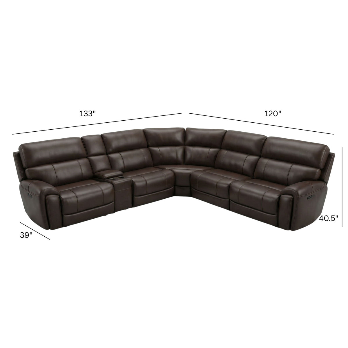 Brazil - Power Sectional With Adjustable Headrest & Footrest - Dark Brown