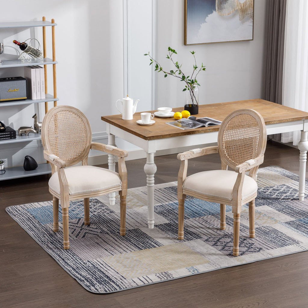 Upholstered Dining Armchair (Set of 2) - Beige