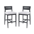 Modern Outdoor Bar Stools With Backrest And Footrest (Set of 2)