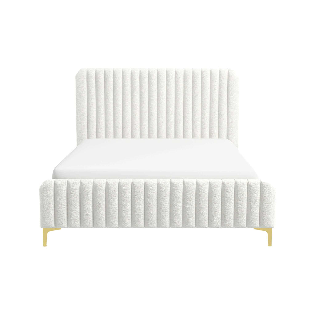 Valery - Queen Size Platform Bed - Cream