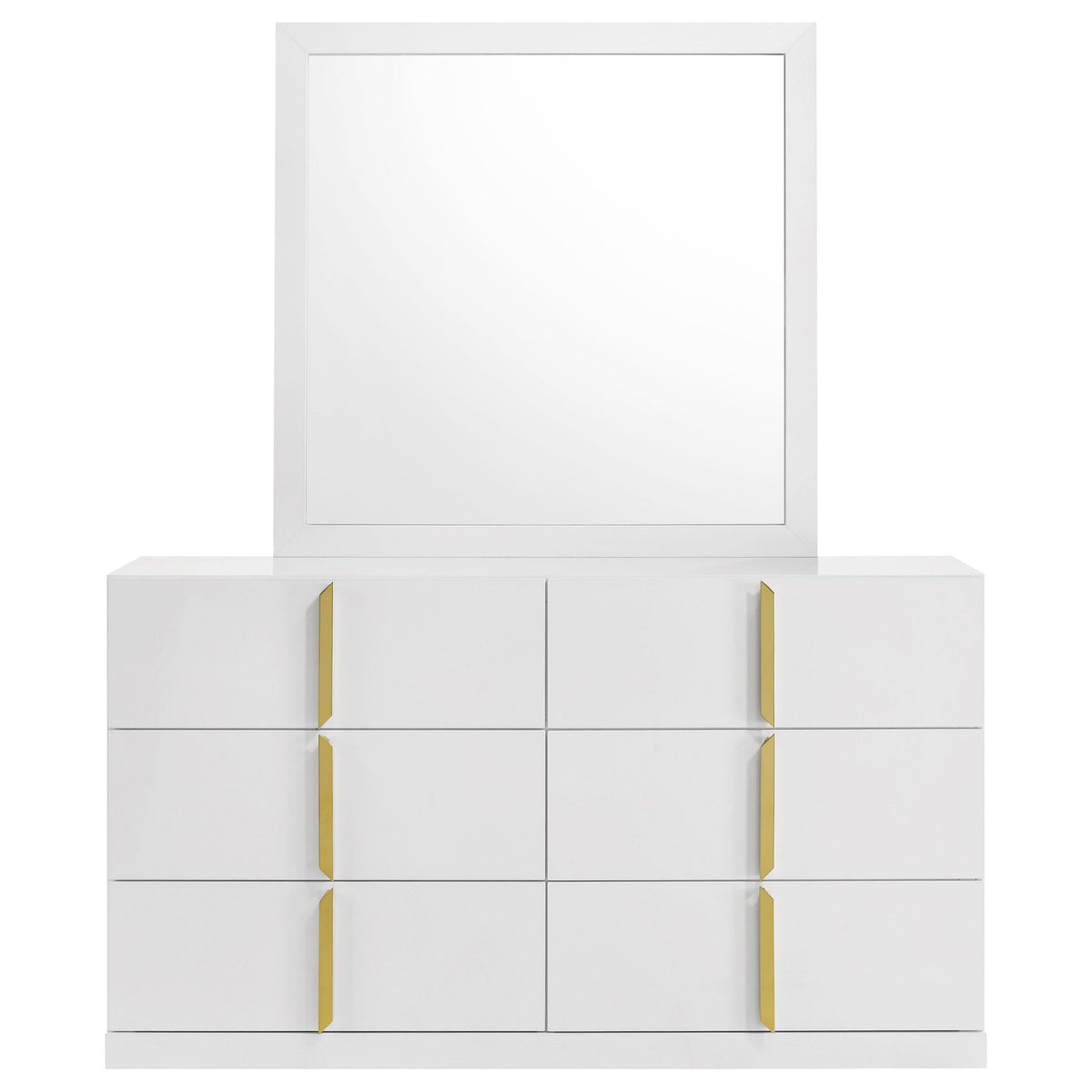 Lauryn - 6 Drawer Dresser With Mirror - Gloss White